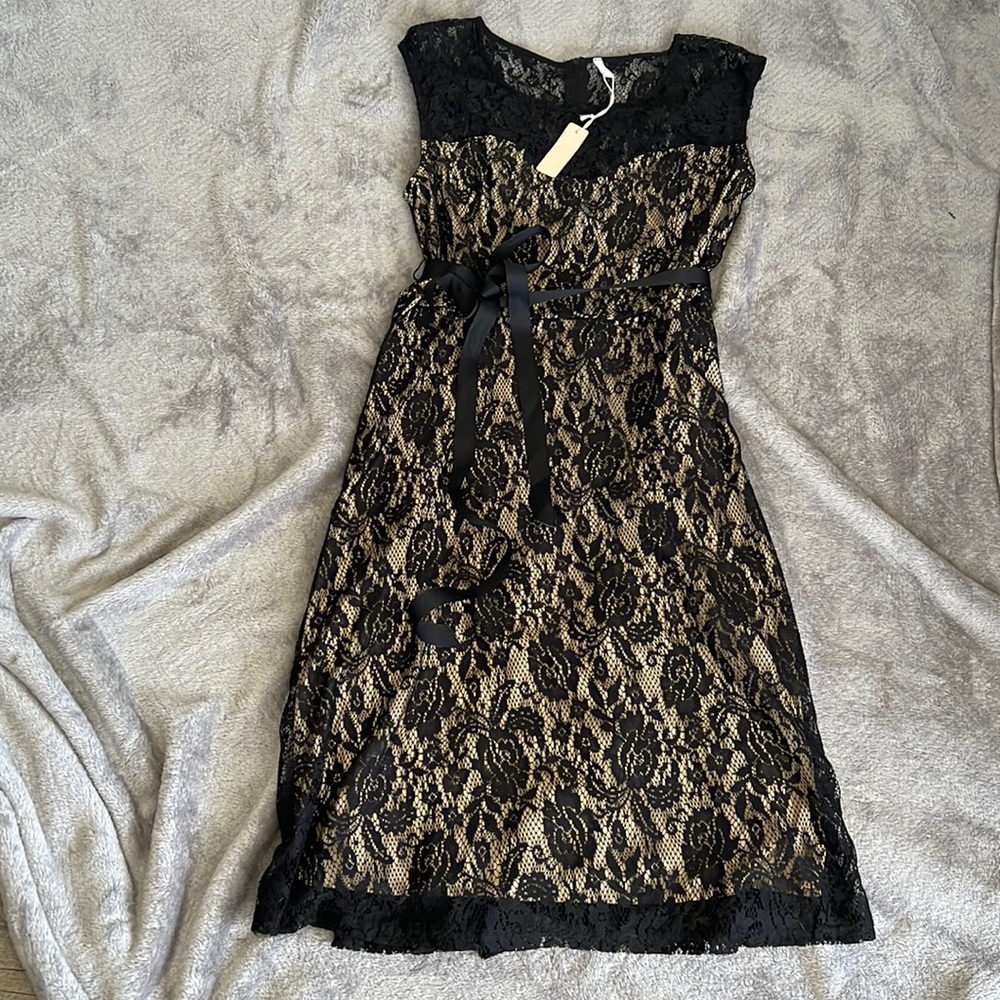 Pink Blush lace black cocktail dress size 1X